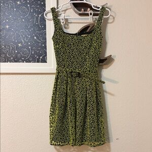 Christopher Kane Black and Neon Green Mini Dress